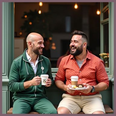 Amigos compartiendo un café en un momento de atención plena.